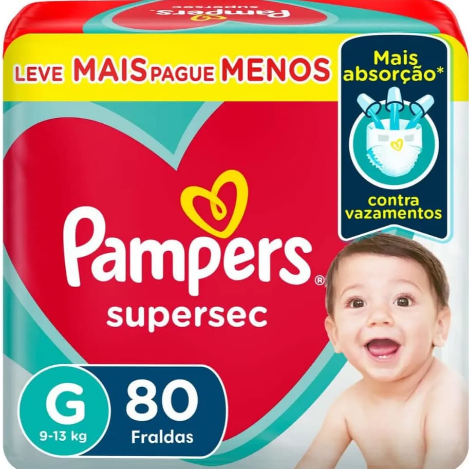 Fralda Pampers Supersec Bag Tamanho G 80 Unidades Sem Gênero