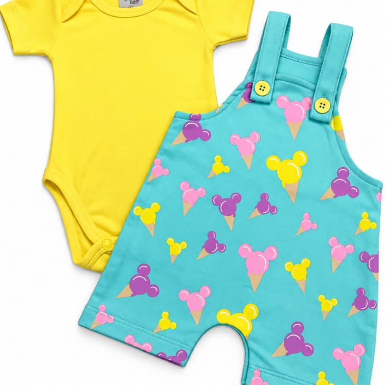 Conjunto Jardineira Bebe Menina Verão Roupa Infantil Feminino Com Body Manga Curta Confortável