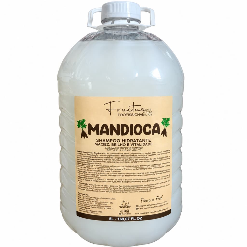 Shampoo Mandioca Fructus Profissional 5L | Hidratante, Maciez, Brilho e Vitalidade | Uso Profissional