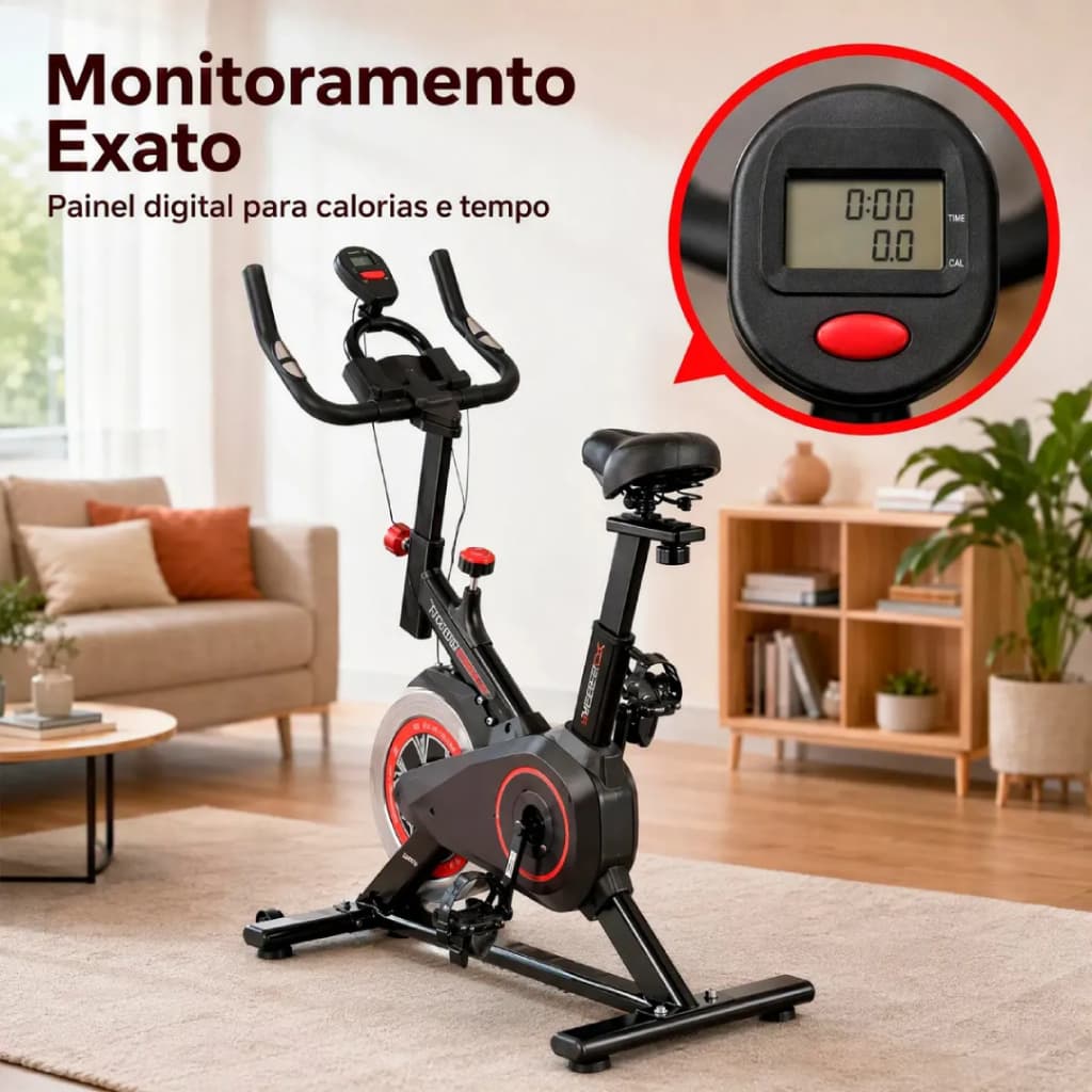 Bicicleta Ergométrica Spinning Fitness Ergométrica Semi Profissional Preto Carga Máxima100kg127/220v