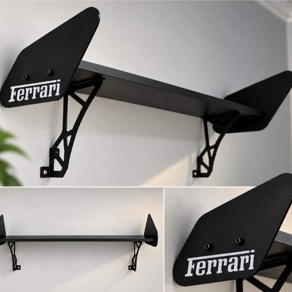 Prateleira Em Aço Industrial Estante Suporte Parede Aerofolio Rack Organizadora Kits Carrinhos e Led