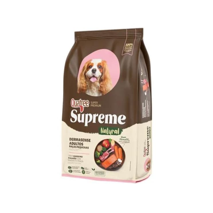 Ração Quatree Supreme Dermasense para Cachorro Adulto Raças Pequenas Cordeiro e Salmão 2,5kg Cães
