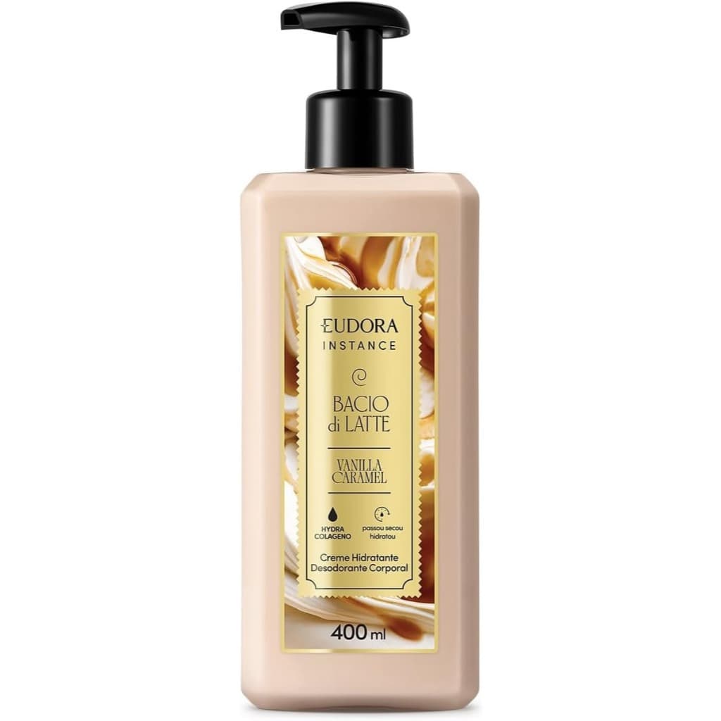 Desodorante Corporal Eudora Instance Bacio di Latte Vanille Caramel 400ml Creme Hidratante