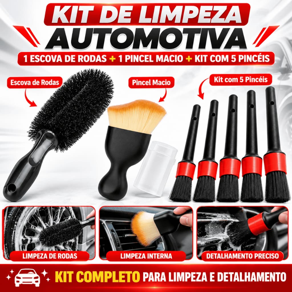 Kit De Limpeza 3 em 1 Detalhamento Automotivo Completo Para Lavagem E Limpeza Carro E Moto