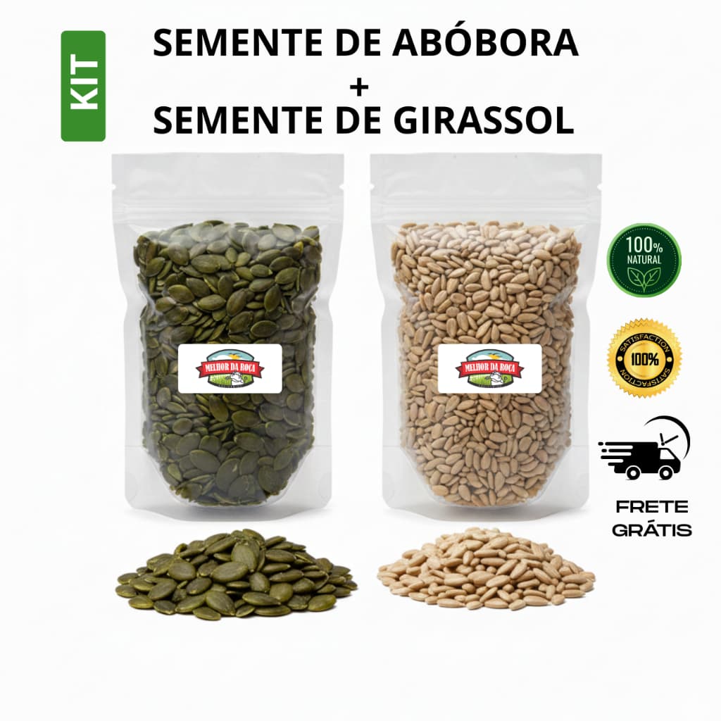 Kit combo semente de abobora + semente de girassol 100% natural premium saúdavel fit