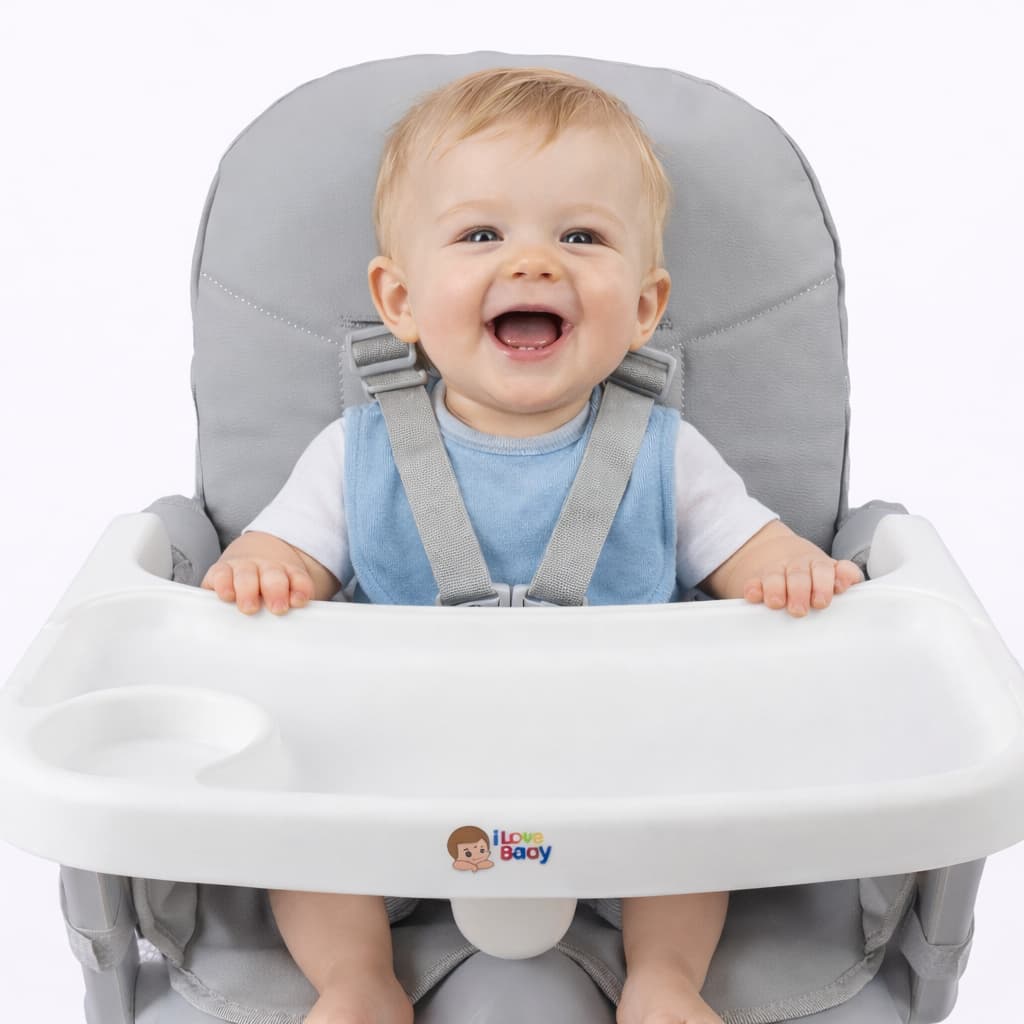Cadeira De Alimentação Bebê Portátil Cinza - Cadeirão - I Love Baby