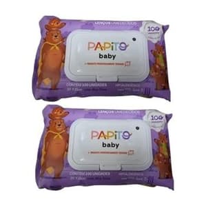 Kit com 2 Lenço umedecido Papito Baby com 100 unidades