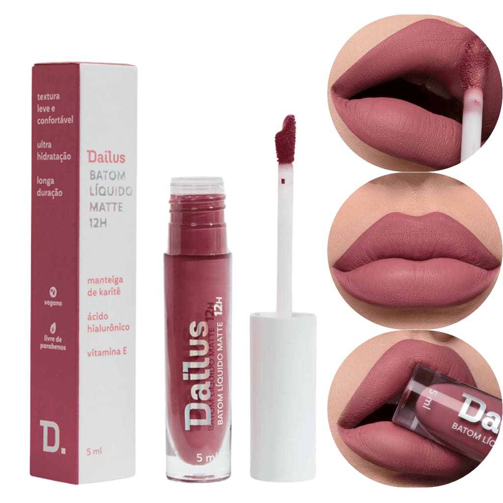 Batom Líquido Matte Cor Nude De Longa Duração Dailus