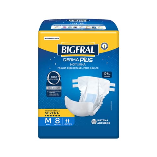 Fralda Geriátrica Bigfral Derma Plus Noturna - M/8 XG/7 G/7