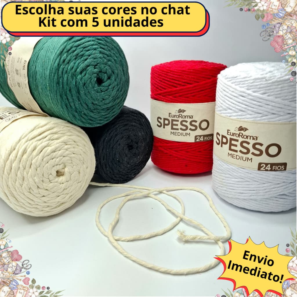Kit 5 Barbante Spesso Euroroma 24 Fios grosso para Crochê Tricô Macramê ENVIO IMEDIATO