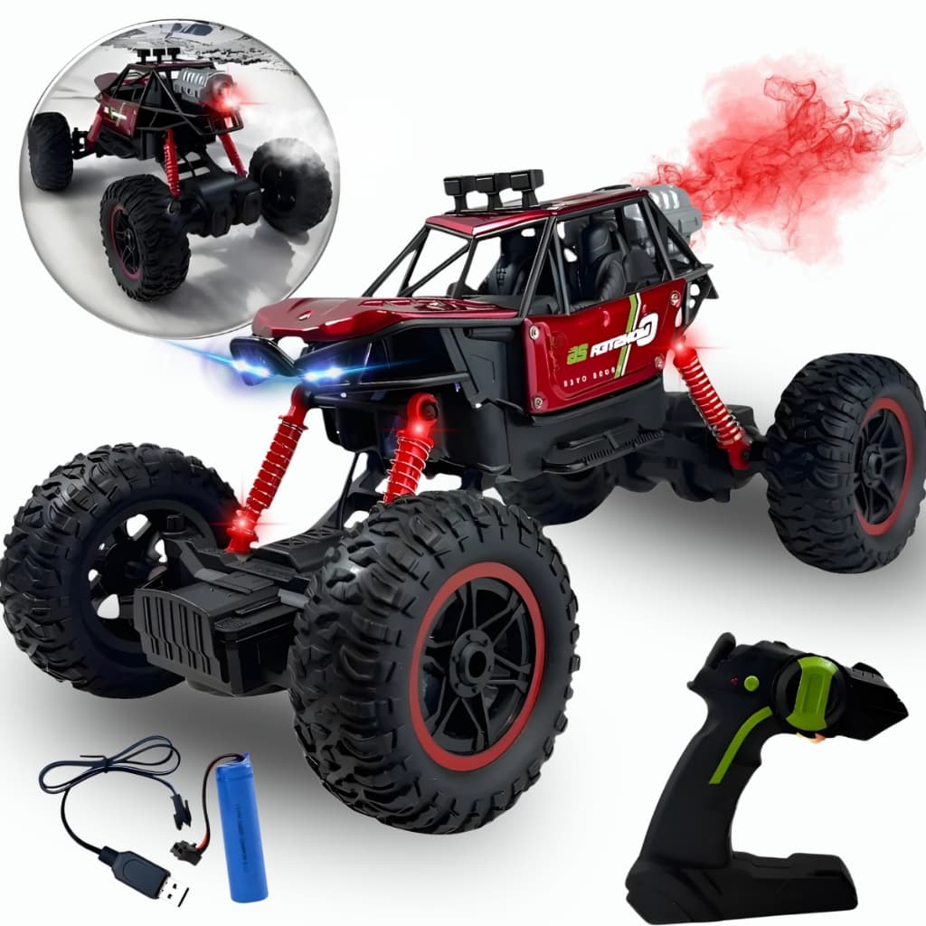 Carrinho De Controle Remoto Grande Com Fumaça Brinquedo Subida Na Terra