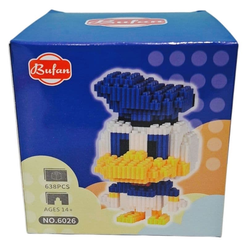 Mini Blocos de Montar Pato Donald 600+ Peças Tipo Lego Boneco Disney Colecionável Brinquedo
