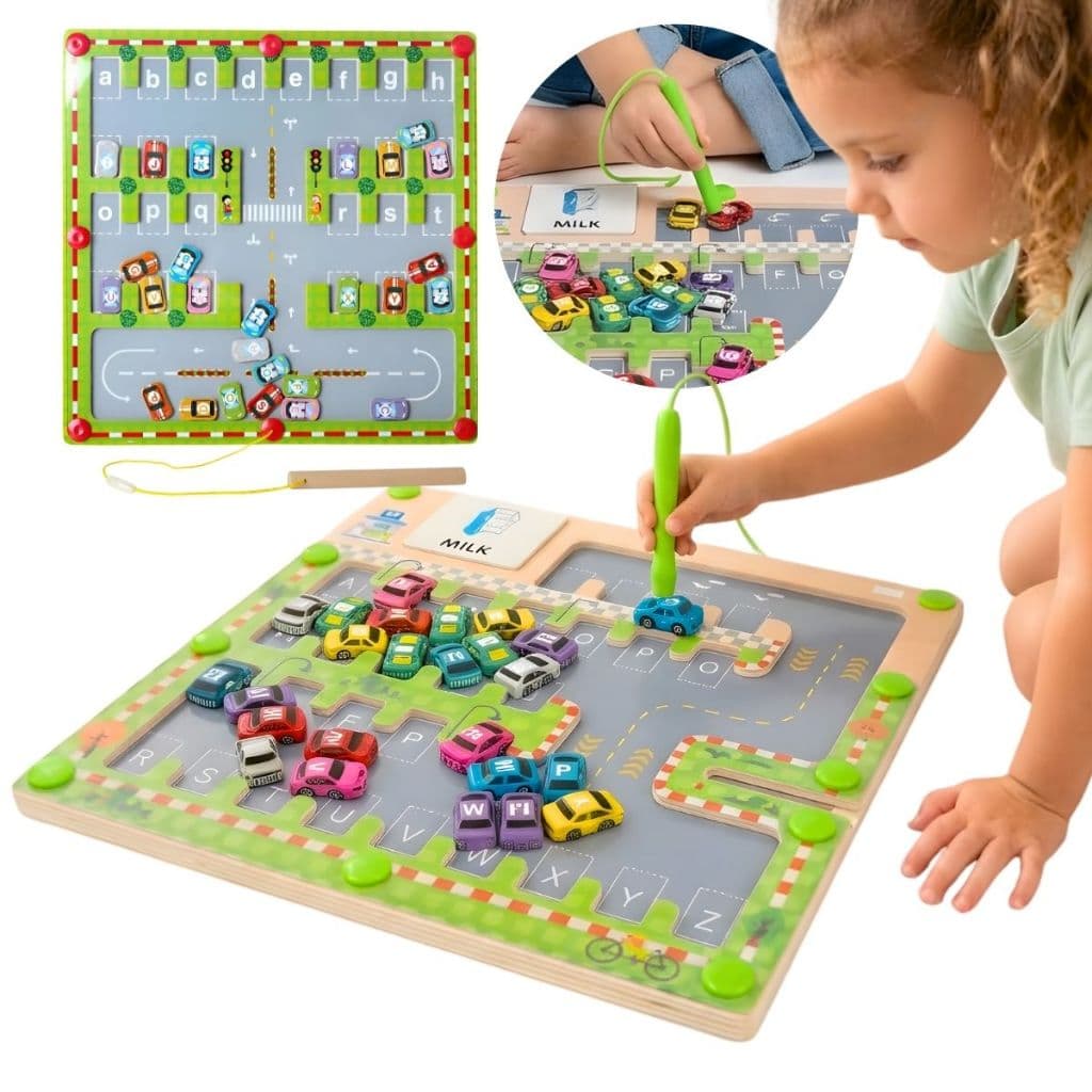 Jogo Brinquedo Labirinto Magnético Montessori Educativo Carros Cognição Educação