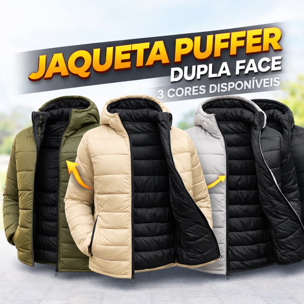Jaqueta Puffer Dupla Face Masculina Bobojaco Impermeável Corta Vento Inverno