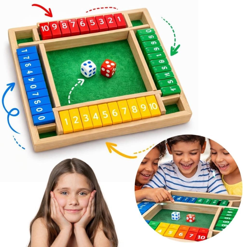 Jogo De Tabuleiro De Dados Madeira Brinquedo Interativo Família Interação Pai-Filhos 4 Jogadores