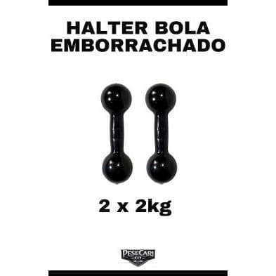 Par de Halteres Emborrachados 2Kg Peso de Academia Musculação Treino em Casa Pesinho Funcional Fisio