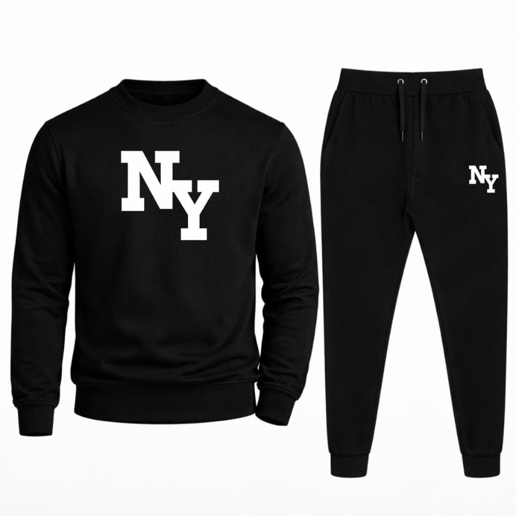 CONJUNTO DE MOLETOM KIT NY MOLETOM CARECA ESTILO SUETER E CALÇA DE MOLETOM PARA O INVERNO VERSATIL, CONFORTAVEL