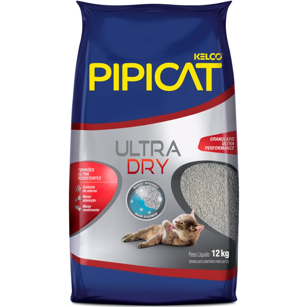 Areia Sanitária Kelco Pipicat Ultra Dry 12kg - Grãos Ultra Finos