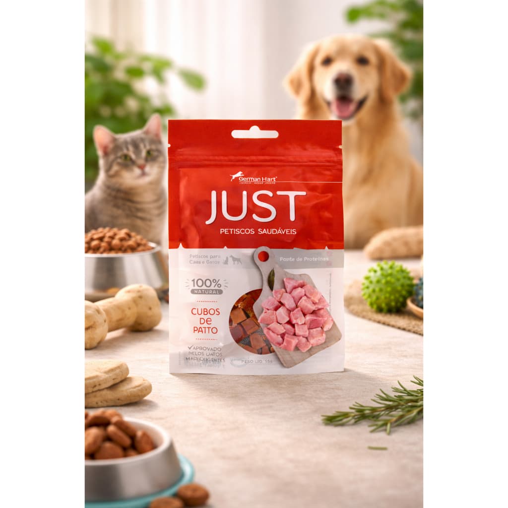 Petisco para Cachorro e Gato Natural Cubos de Pato 55g | Snack Saudável Sem Corantes Germanhart