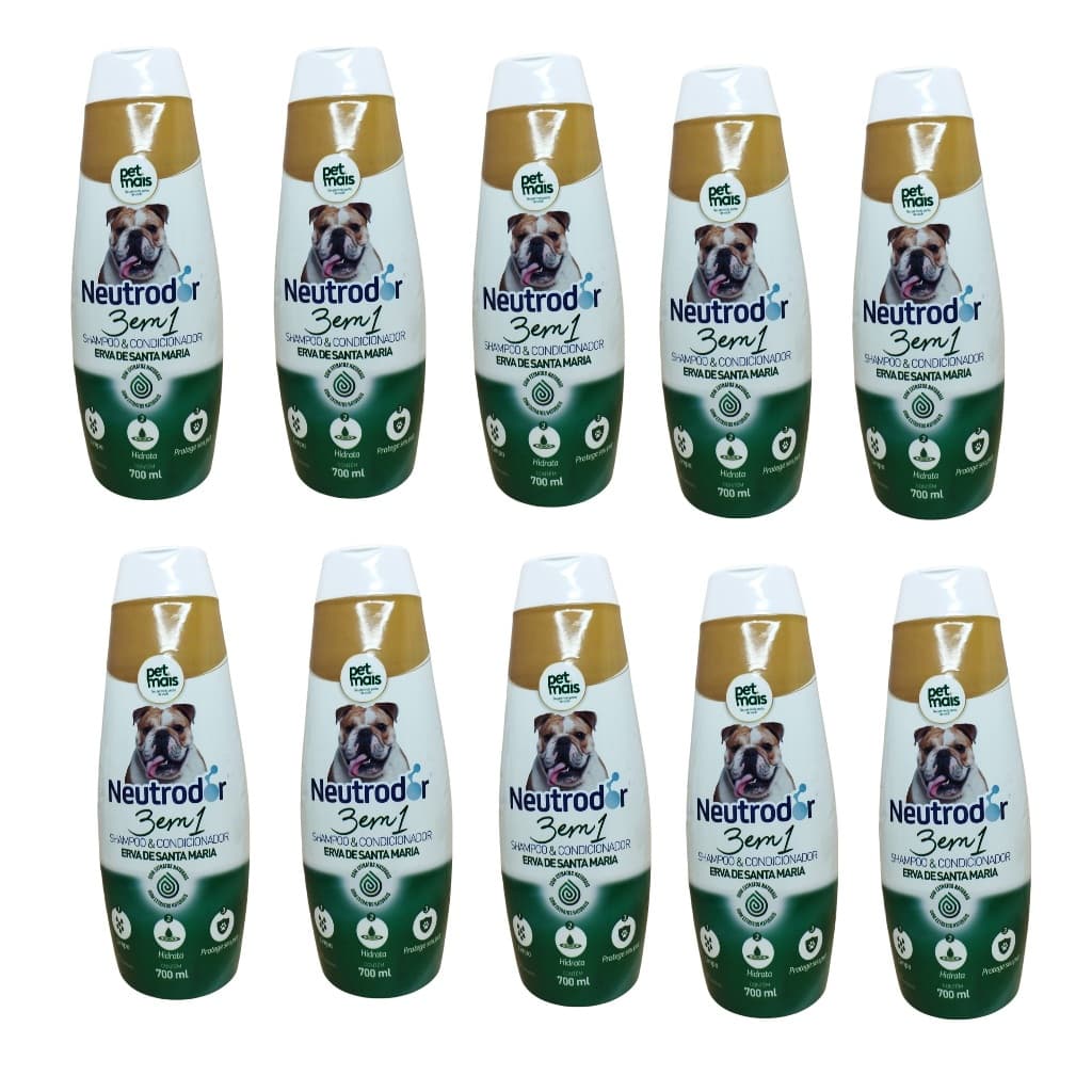 Kit 10 Shampoo e Condicionador Erva Santa Maria Para Cães Pet