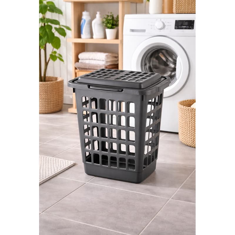 Cesto De Roupa 30L Retangular Com Tampa Fechado Organizador Multiuso Lavanderia Banheiro Porta Objetos