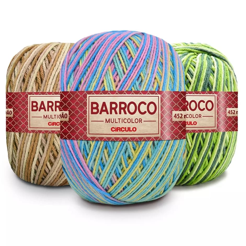 Barbante Barroco Multicolor 226m Circulo Cores Vibrantes para Crochê e Artesanato