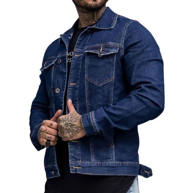 87M - Jaqueta Masculina Jeans Jaqueta Denim Masculina com Bolsos Homem Dia dos Pais