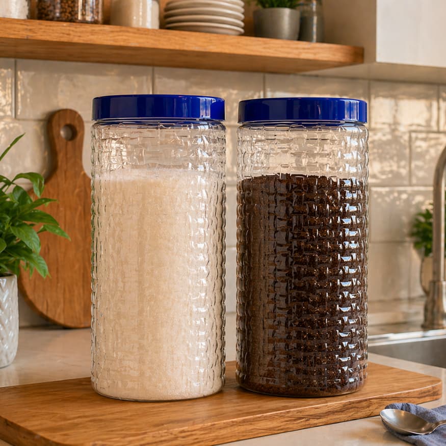 Kit 2 Porta Mantimentos Grande 2 Litros Pote Café E Açúcar Biscoito Organizador Cozinha Multiuso