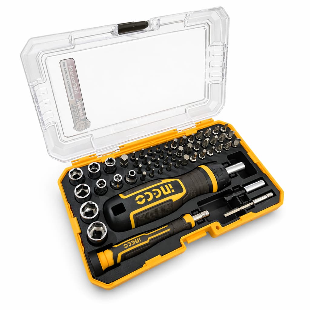 Jogo Catraca Reversível 1/4 Chave Precisão 4mm 55pcs Bits HKSDB0558 INGCO Fenda Philips Torx Soquete