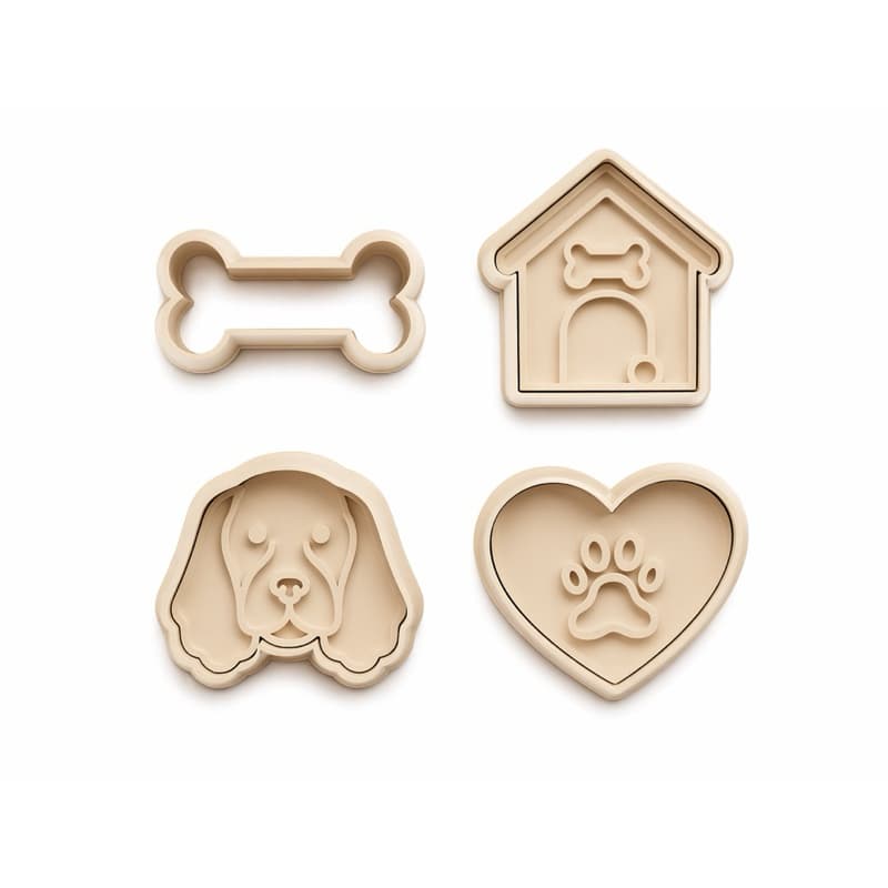 Kit Cortador Molde Carimbo Pet Cachorro 4 Peças Biscoito Pasta Americana Biscuit Massinha Modelar Petiscos