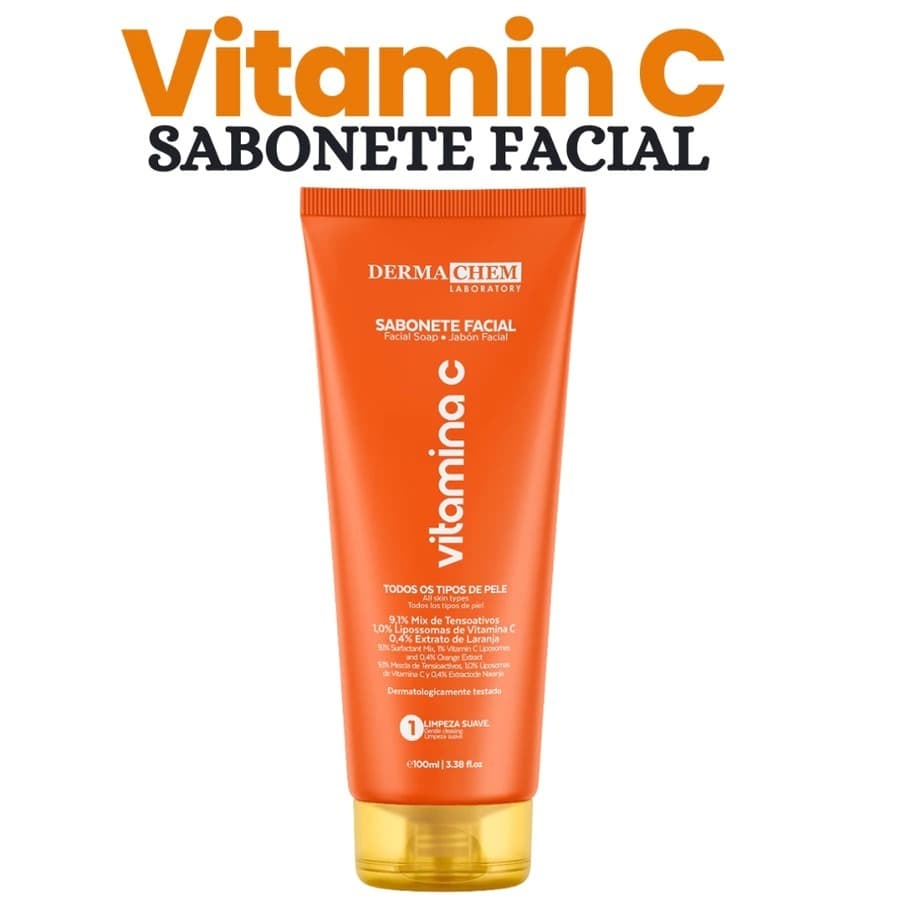 Sabonete Facial Vitamina C Anti Idade 100ml Dermachem Original Limpeza Clareadora Skincare