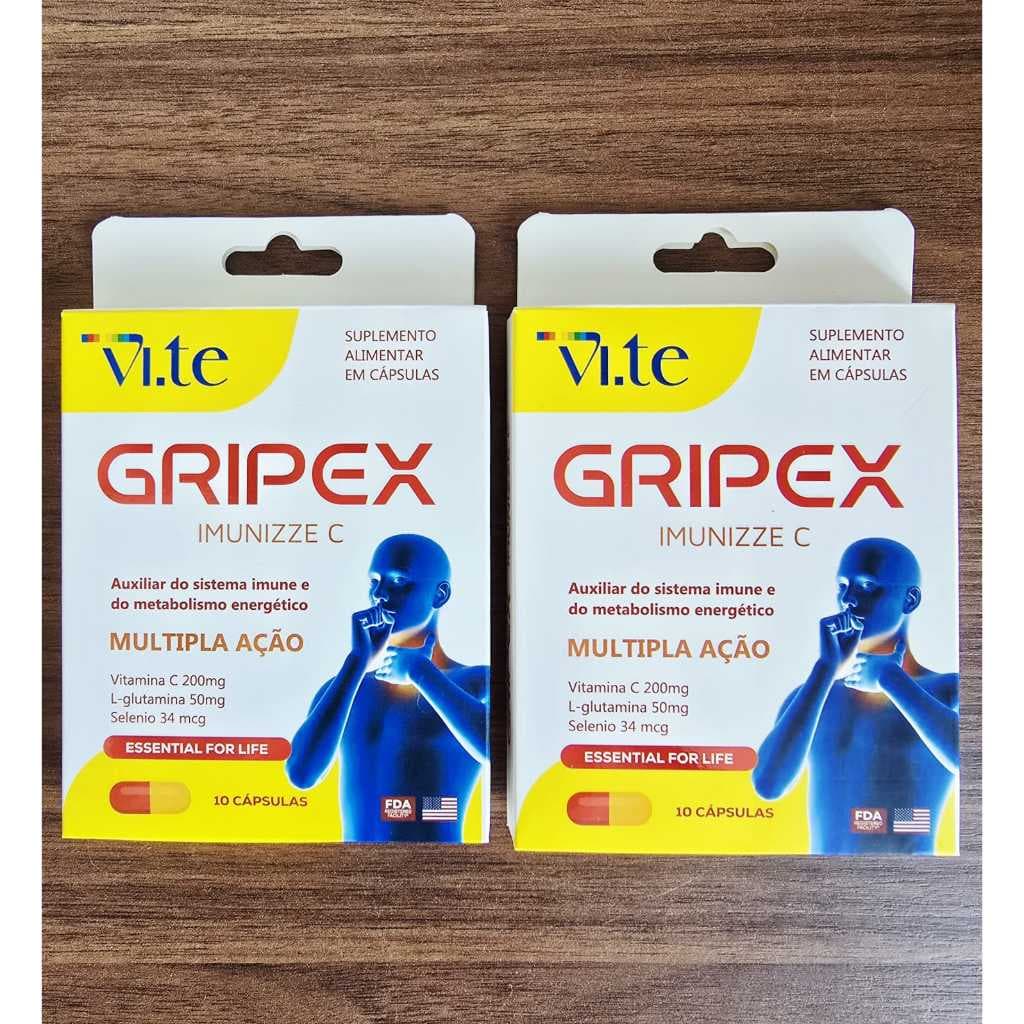 2 Caixas de Suplemento Vitamina C (20 Cápsulas) Gripex Suplemento pra Sistema Imunológico - Sem Glútem
