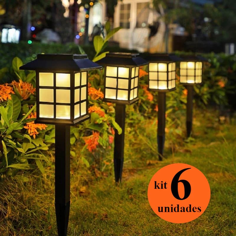 Luminaria Solar Espeto de Jardim Led Decoração Cazinha Recarregavel no Sol