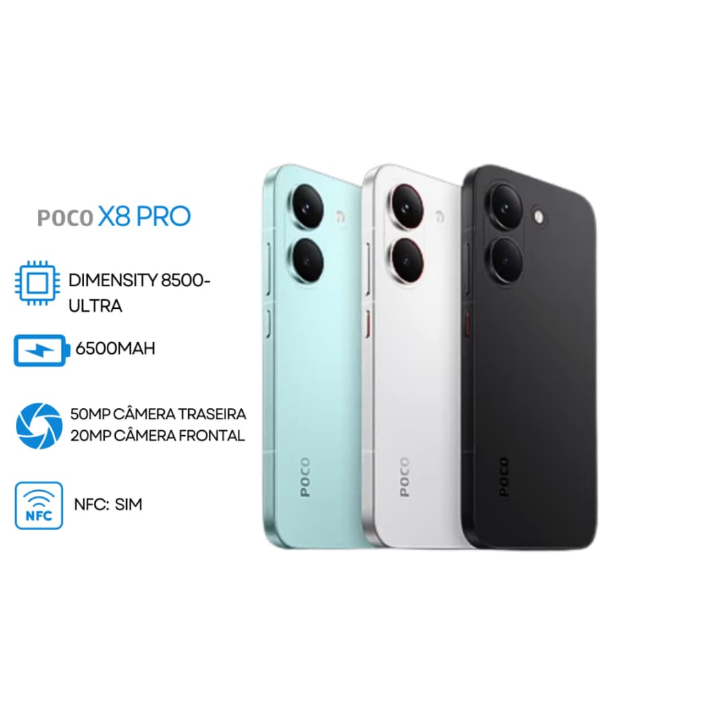 CELULAR LANÇAMENTO XIAOMI POCO X8 PRO 5G NFC 512GB / 256GB 8RAM OU 12 RAM VERSÃO GLOBAL FONTE RAPIDA COM CAPINHA LACRADO