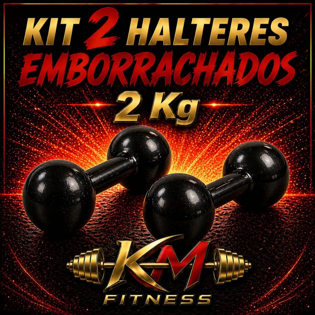 Kit 2 Halteres Emborrachados Preto 2 Kg Ferro Fundido Academia Treino Musculação Fitness (2X2 KG)