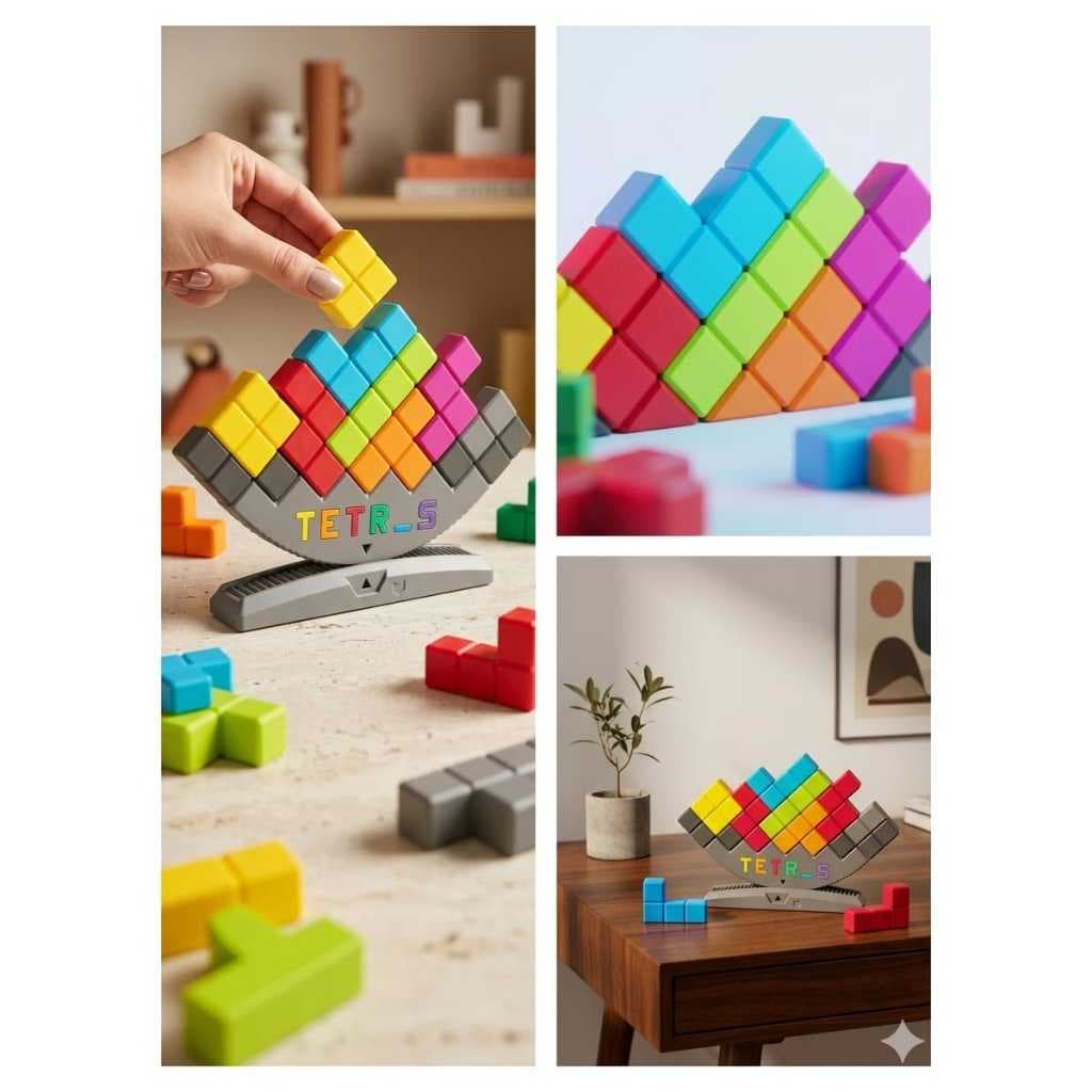 Jogo Tetris Divertido Equilibrio - Diversão para família - Vertical Empilha Criativo