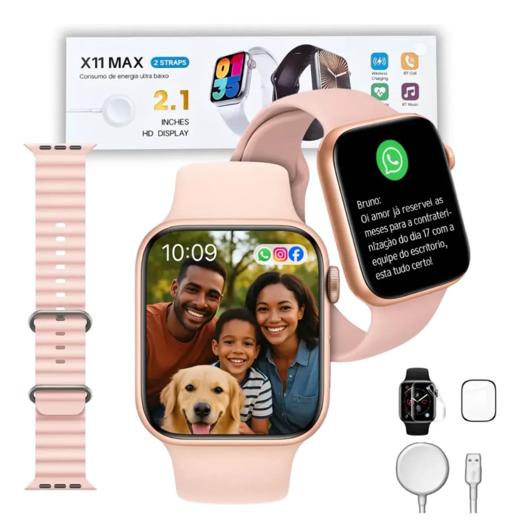 Smartwatch Tela Infinita Relógio Inteligente Iwo Max X11 Faz Recebe Chamada