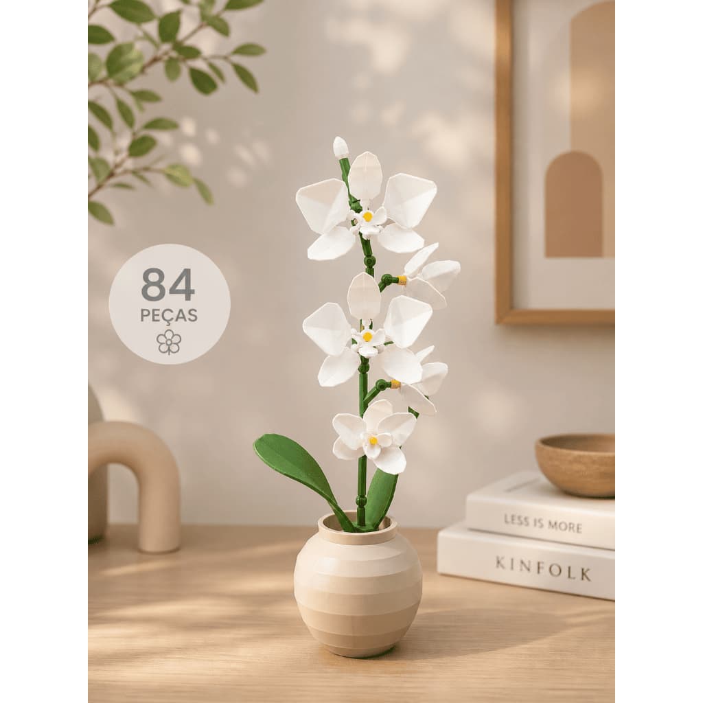 Orquídea Blocos de Montar 84 Peças Tipo Lego Flor Artificial Decoração Vaso 3D