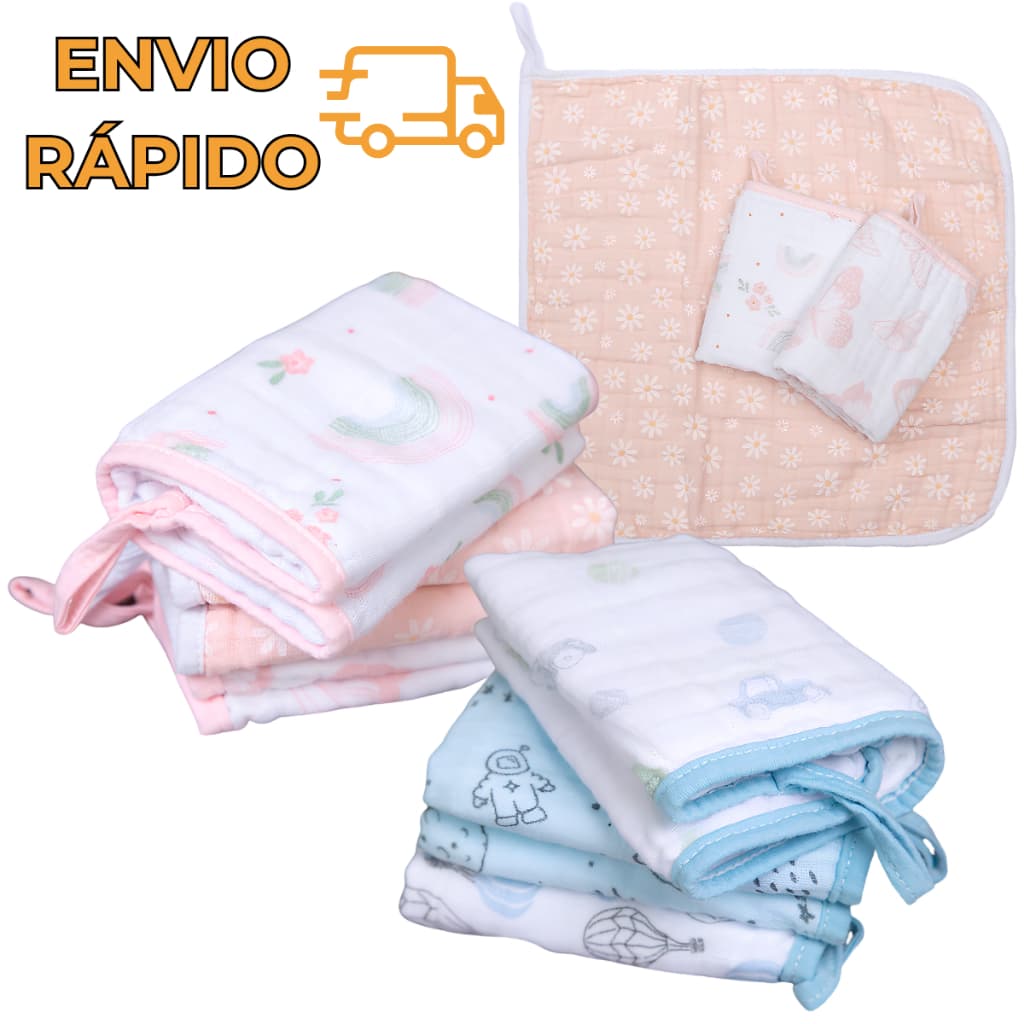 Pano de Boca Bebe com Prendedor de Chupeta Paninho Dupla Camada Fralda Soft Kit Enxoval Bebê Rn Bico