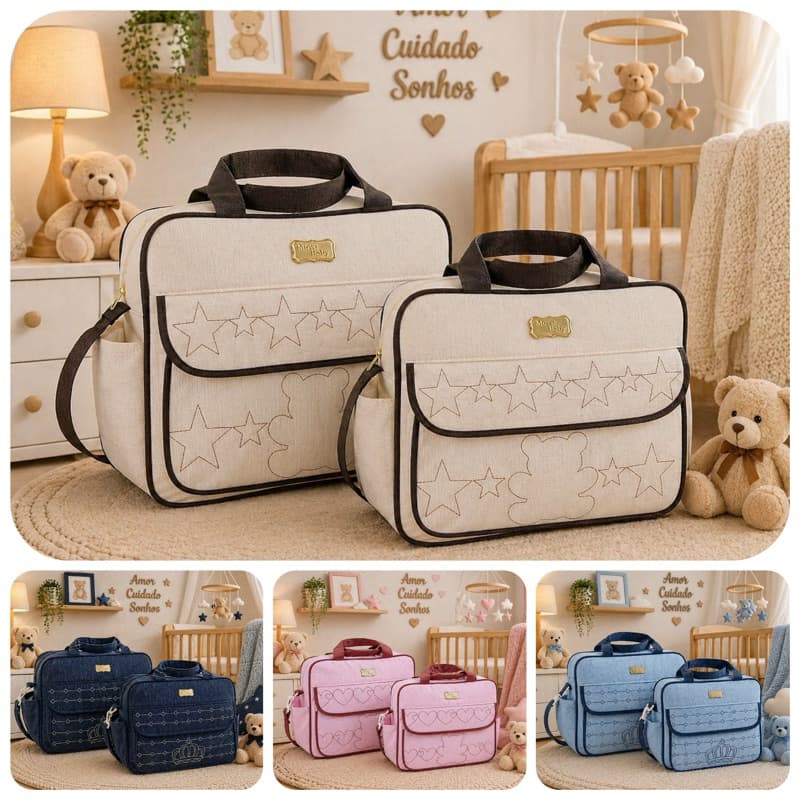 Kit Bolsa Saída Maternidade conjunto 2 Peças menino e menina Promoção