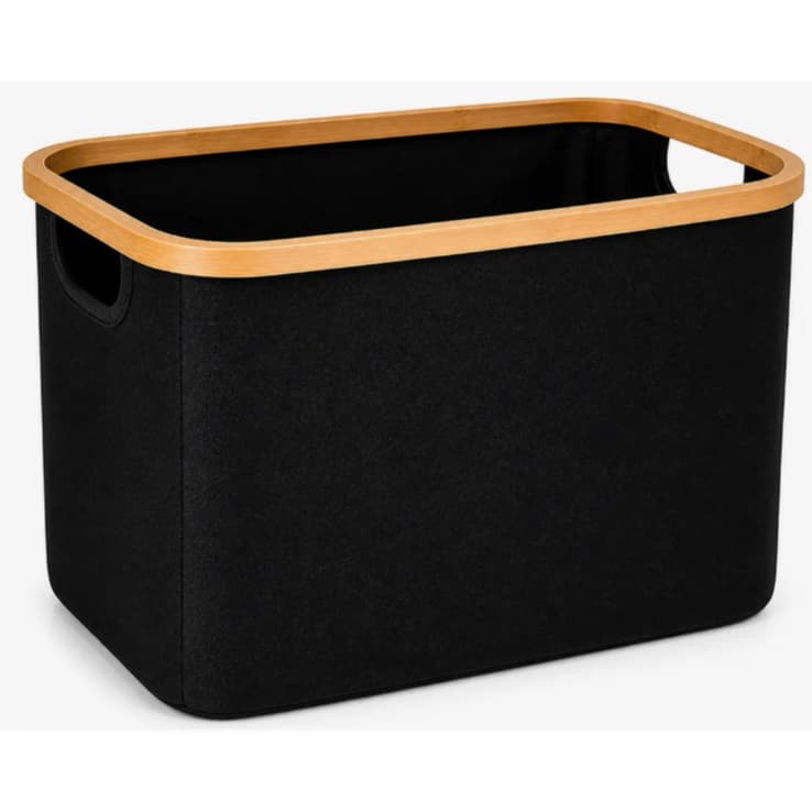 Cesto De Roupa Suja De Tecido Bambu Organizador Banheiro Lavanderia Quarto Dobrável Multiuso