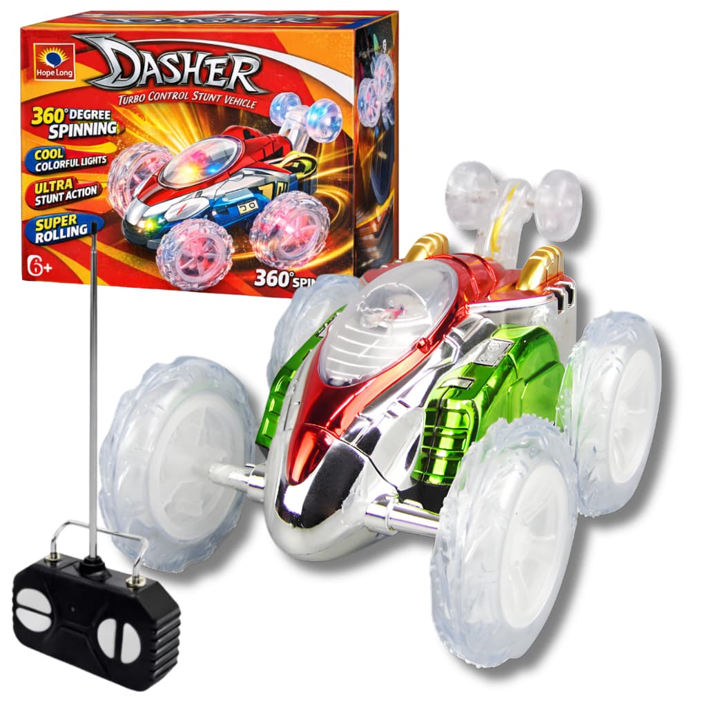 Carrinho Carro Controle Remoto Carro Maluco Dasher Gira 360º Com Luzes Led Brinquedo Colorido Infantil