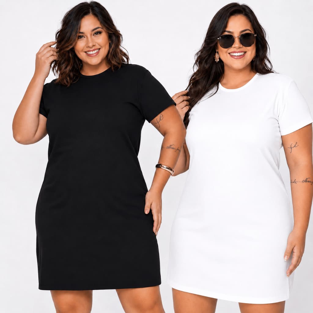 Kit 2 Vestido Feminino Moda Evangélica Vestido Básico Camisetão Confortável Dia a Dia