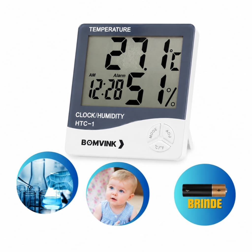 Termo Higrometro Medidor Temperatura Umidade Sensor Externo Digital Inverno Saude Frigorifico