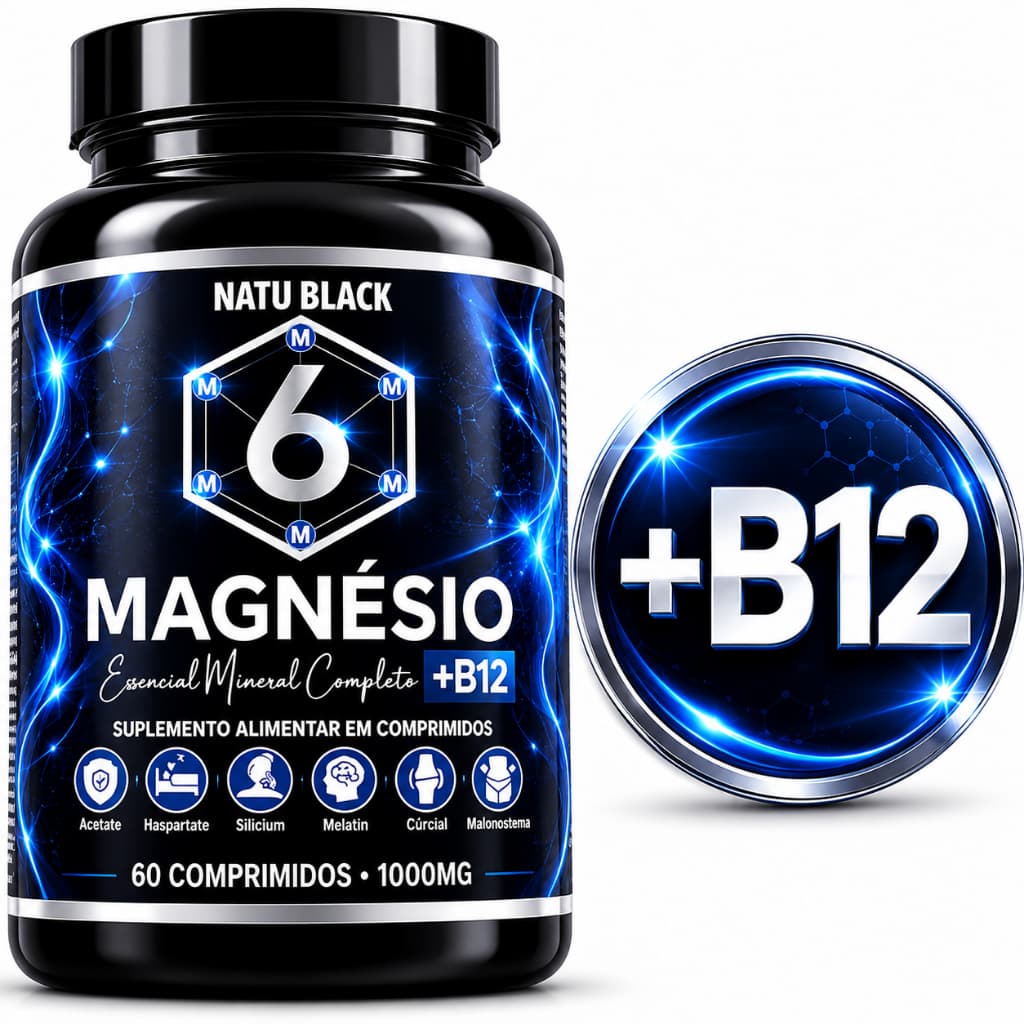 Magnésio 6 Tipos + B12 METILCOBALAMINA 60 Comprimidos - ( POTE 60 DIAS USO )