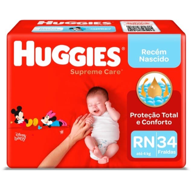 Fralda Huggies Natural Care RN 34 unidades