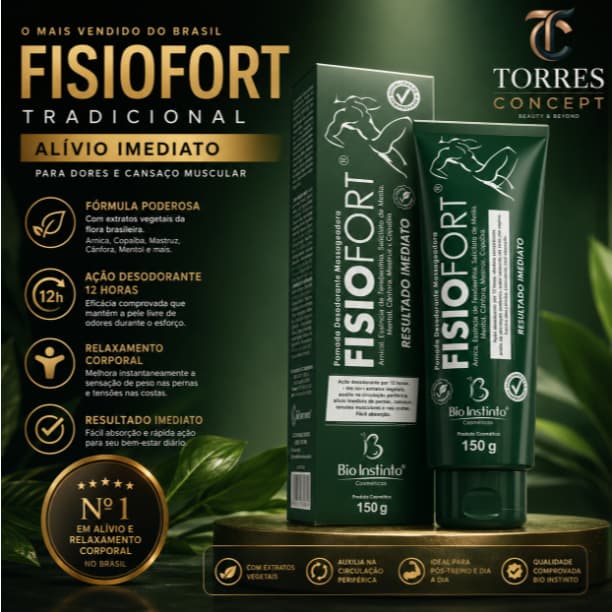 Pomada Massageadora Fisiofort 150g Bio Instinto Alívio Imediato Dores Musculares Cansaço Original