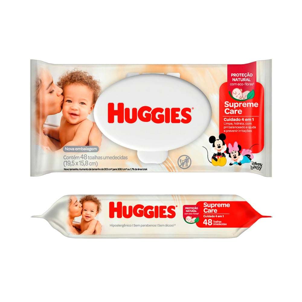 Lenços Umedecidos Huggies Supreme Care com 48 Unidades