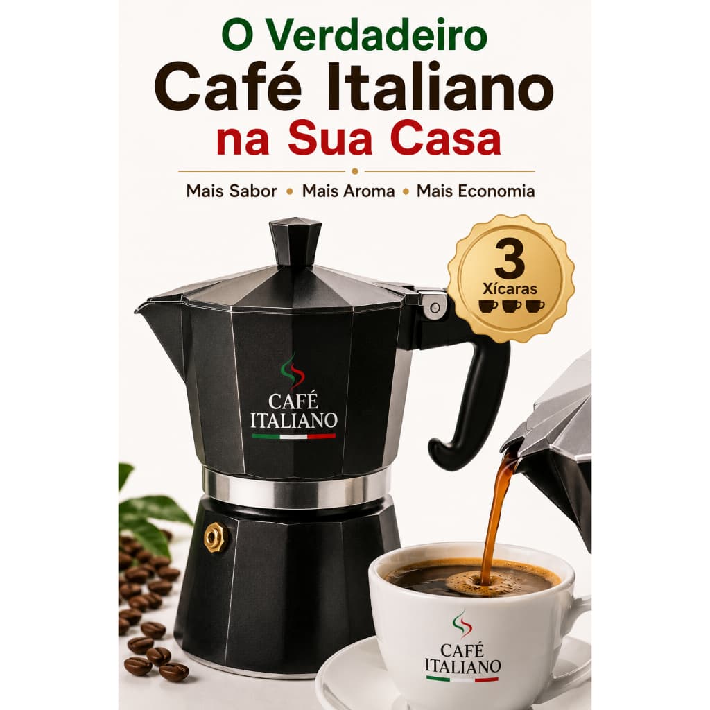 Cafeteira Italiana Inox 3 Xícaras Moka Café Gourmet Expresso Fogão Gás Elétrico