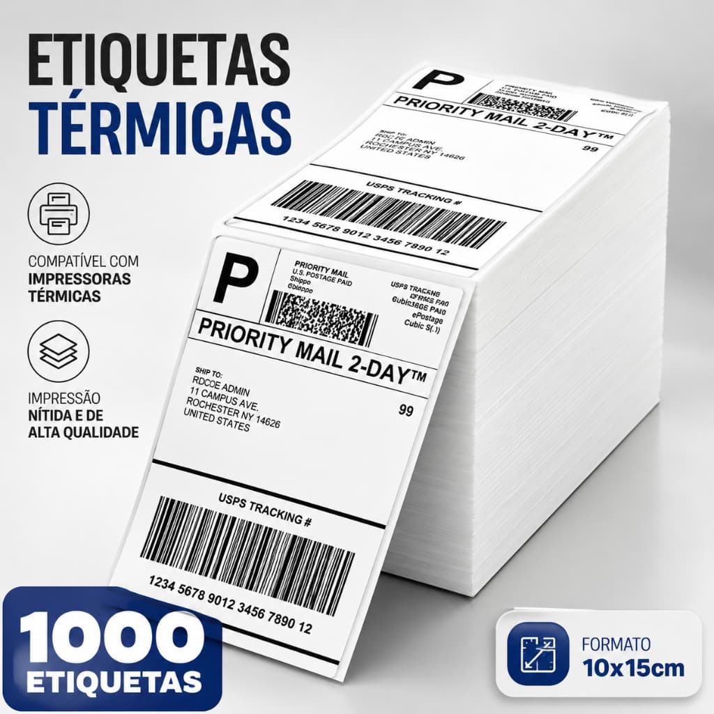 Etiqueta 10x15 100x150 Térmica Adesiva resma com e sem Ribbon Para ECommerce (350 etq/rolo)